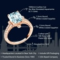 thumbnail image 2 of Gem Stone King 18K Rose Gold Plated Silver Sky Blue Simulated Aquamarine and White Created Sapphire Ring for Women (3.11 Cttw, Gemstone Birthstone, Size 9), 2 of 6