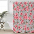 thumbnail image 4 of Shower Curtain, Summer Watercolor Pink Rose Leaf on Grey Waterproof Shower Curtain Set with Hooks for Bathroom Showers,Stalls and Bathtubs,72x84In Farmhouse Flowers, 4 of 9