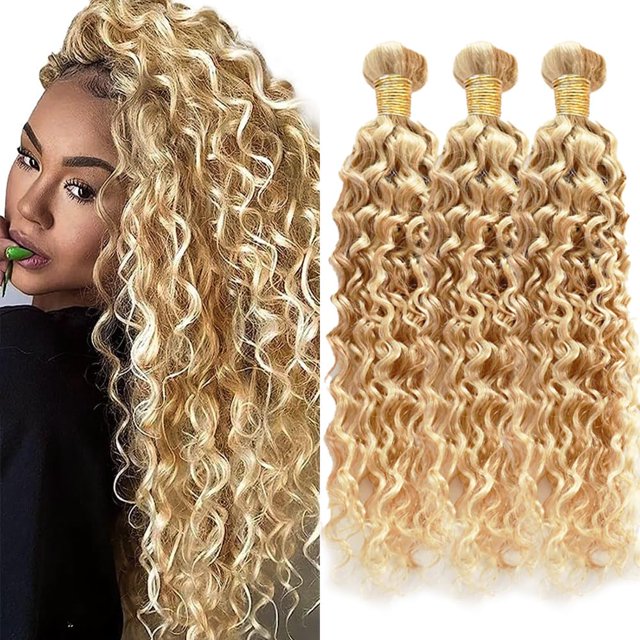 Hair Bundles Dokksiiia Curly Wave P27/613, rubio miel, 14 a 18 pulgadas