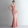 thumbnail image 4 of Vestido de satén ajustado con hombros descubiertos y cola de pez para cenas de celebridades, largo, para desfiles de modelos de autos y bodas, 4 of 6