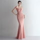 thumbnail image 4 of Vestido de satén ajustado con hombros descubiertos y cola de pez para cenas de celebridades, largo, para desfiles de modelos de autos y bodas, 4 of 5