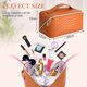 thumbnail image 2 of Bolsa de maquillaje de viaje de gran capacidad, bolsa de cuero portátil para viajar con artículos esenciales de maquillaje, 2 of 5