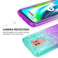 thumbnail image 5 of Moto E7 Plus Case, Moto G9 Play Case with Tempered Glass Screen Protector SOGA Diamond Liquid Quicksand Cover Cute Girl Women Phone Case - Teal / Purple, 5 of 5