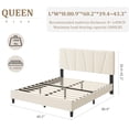 thumbnail image 2 of Queen Size Bed Frame with Adjustable Headboard, Linen Upholstered Full Platform Bedframe with Strong Wooden Slats, Mattress Foundation, No Box Spring Needed, Easy Assembly, 2 of 7
