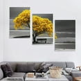 thumbnail image 4 of ONETECH wall art for living room Decorations Photo Prints - panoramic black and white with yellow trees The moon scenery - Modern Home Decor The room Stretched and Framed Ready to 12''x16''X3 Panels, 4 of 4