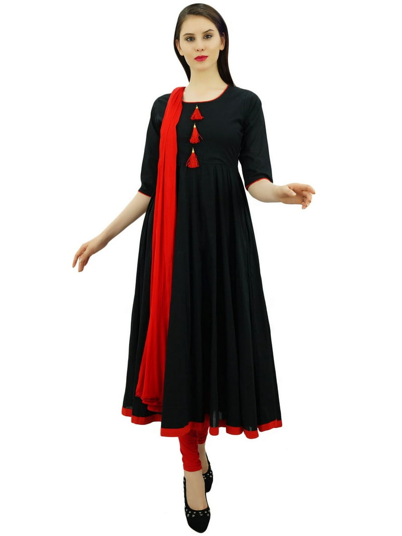 Atasi Women's Designer Anarkali Black Salwar Suit Ethnic Indian Cotton Dress-22  - Walmart.com