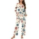 thumbnail image 4 of Puntoco Conjunto de pijama cómodo para mujer, conjunto de pijama informal con cuello en V y pantalones largos con estampado navideño para mujer, 4 of 5