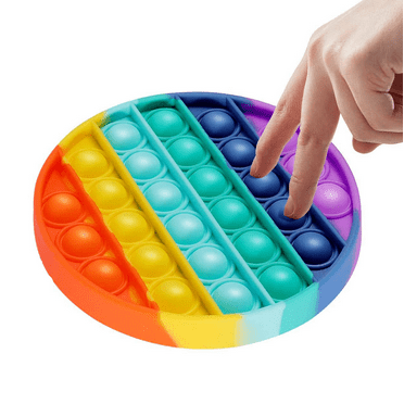 Circle - Rainbow Fidget Toys with Popping Sounds, BPA Free Silicone Push Bubbles Autism Stress Sensory Toy Reliever Office School Game Crafts for Kids Adults