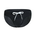 thumbnail image 2 of SGFCWSX Men's Solid Drawstring Swim Briefs in Quick-Dry Fabric** Black M, 2 of 8