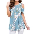 thumbnail image 2 of Camisetas de verano para mujer Túnica de manga corta con tiras y hombros descubiertos Fridja nalpqowj5581, 2 of 9