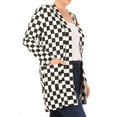 thumbnail image 2 of Women's Plus Size Casual Checkered Printed Long Sleeve Side Pockets Open Cardigan, 2 of 5