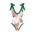 thumbnail image 1 of Aayomet Maillot de Bain Col en V en Maille Transparente Contrôle du Ventre avec Large Réglable, Vert L, 1 of 4