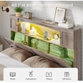 thumbnail image 4 of Farmhouse Storage Bed Frame, Queen Platform Bed with Bookcase Headboard and 4 Drawers, No Box Spring Needed, Gray Industrial Wood Bedroom Furniture, 4 of 9