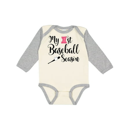 

Inktastic My 1st Baseball Season Gift Baby Girl Long Sleeve Bodysuit