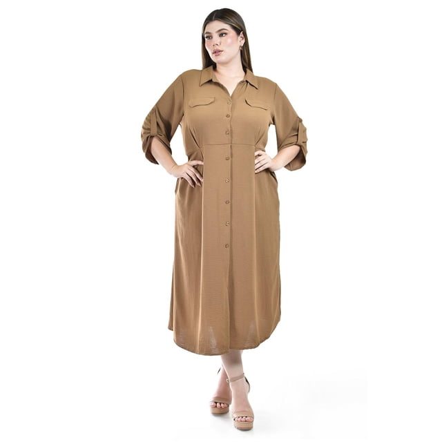 Vestido camisero midi Roman Fashion /Tallas Extras, 2576 (Cafe) cafe 36
