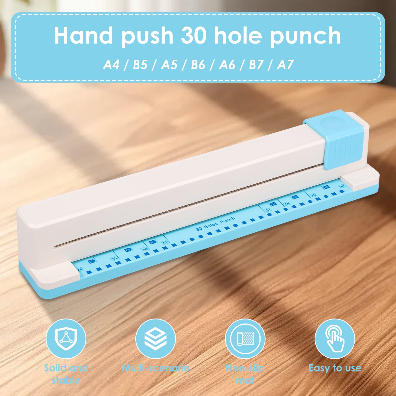 30 Hole Punch Hole Paper Punch Portable Desktop Binding Punch Loose Leaf Paper Punching Machine for Office Notebook Scrapbook Journals