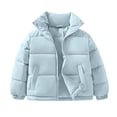 thumbnail image 2 of CYRBOKO Girls Puffer Jackets, Zip Up Lapel Lightweight Long Sleeve Winter Outerwear Blue Size 5-6 T, 2 of 5