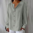 thumbnail image 2 of Lenpel Blouses for Women Long Sleeve V Neck Solid Color Button down Shirts Trendy Casual Tops Loose Tunic Tops(Gray,Large), 2 of 6