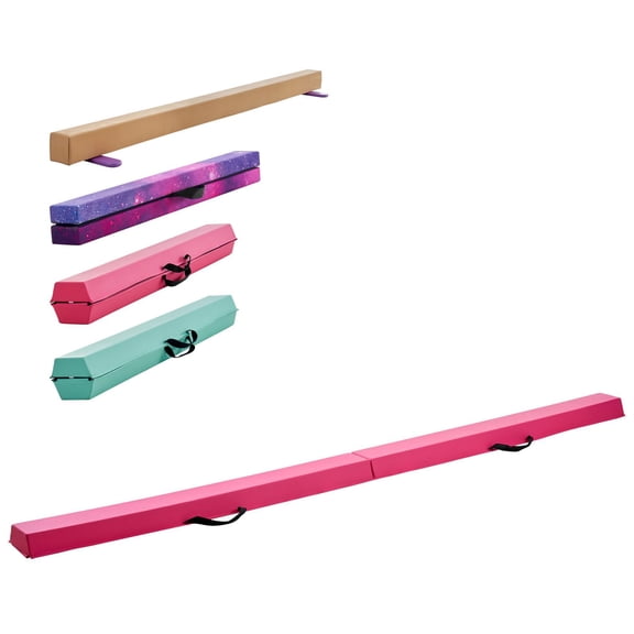 Pink Gymnastics Balance Beam for , 8ft Foldable Home Training Equipment with Carrying Case, Non-Slip Floor Beam for Beginners, 200 lb Weight Capacity