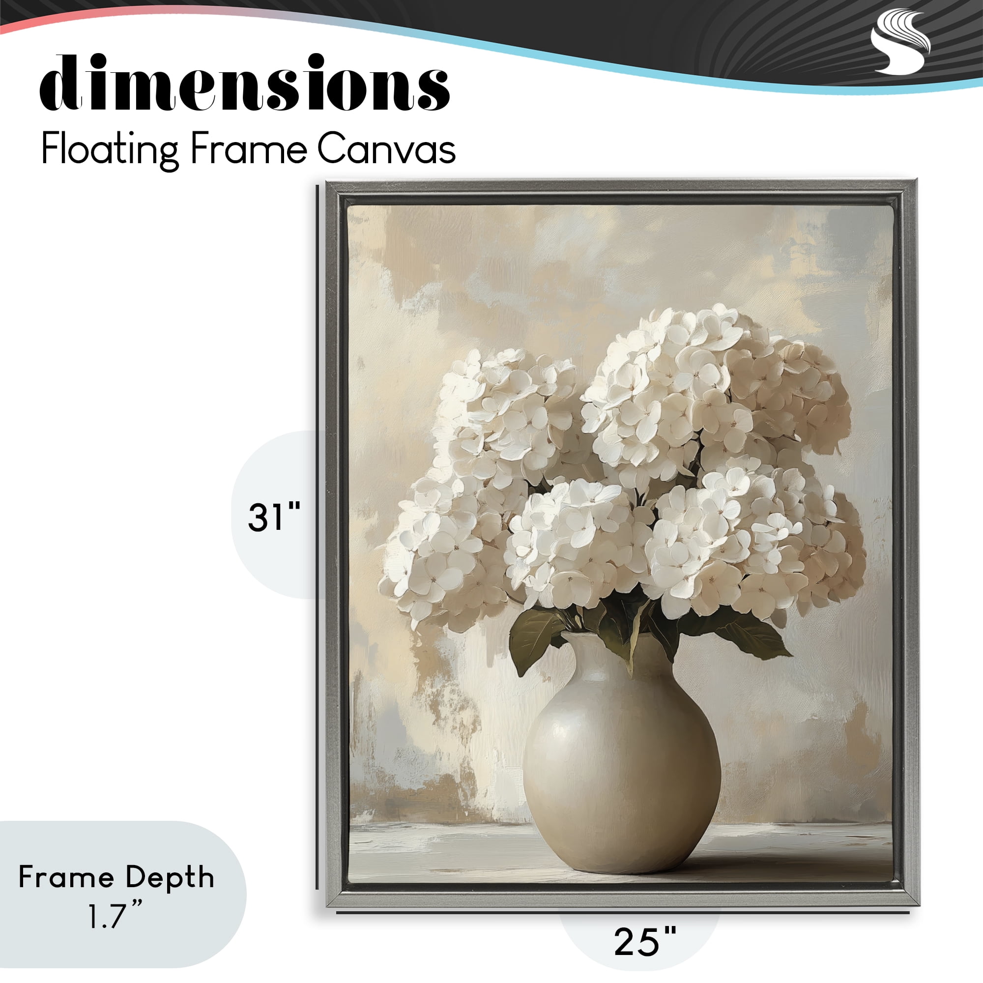 Stupell Industries Vase of Hydrangeas in Bloom Gray Framed Floater Canvas Wall Art, design by LSR Design Studio