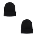 thumbnail image 1 of Qarigey Beanie Hats Gorros de punto Otoño Skullcap Candy Color Thermal Trendy Manga Accesorios para el cabello para deportes al aire libre Negro 2piezas, 1 of 6