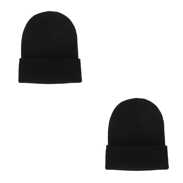 Qarigey Beanie Hats Gorros de punto Otoño Skullcap Candy Color Thermal Trendy Manga Accesorios para el cabello para deportes al aire libre Negro 2piezas