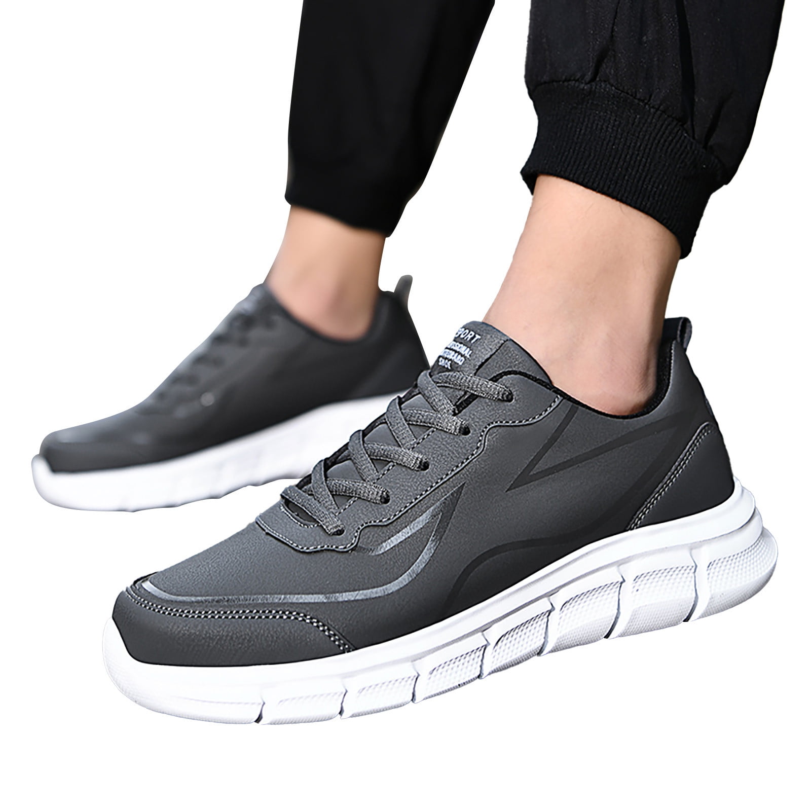 eileial Mens Sneakers Leather Running Shoes Trainers Sneaker Casual Hiking Shoes,Gray 11