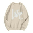 thumbnail image 5 of Tisuna Oversized Crewneck Sweatshirt For Women Love Letter Print Long Sleeve Pullover Tops Fashion Comfortable Ladies Valentine'S Loose Fit Outfits Beige Size L, 5 of 5
