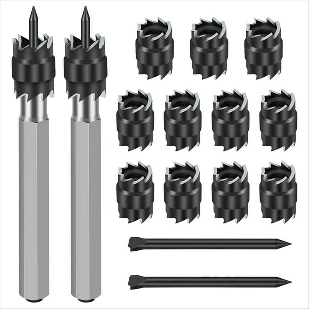 Paquete 15 Juegos Cortadores Soldadura por Puntos Giratorios Dobles, Cortador Soldadura por Puntos HSS 3/8 Pulgadas, Brocas Removedoras, Removedor Cortador Agujeros Hoja Hexagonal