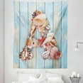 thumbnail image 1 of Letter a Tapestry, Letter with Seashells on Pale Wooden Board Invertebratesnimal, Fabric Wall Hanging Decor for Bedroom Living Room Dorm, 5 Sizes, Dark Coral Pale Blue, by Ambesonne, 1 of 1