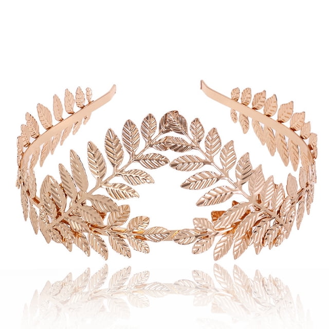 Bandeau pour Femmes Bandeau Déesse Feuille Fleur Couronne Cheveux Pièce de Tête Bandeau Doré Mariée