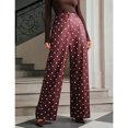 thumbnail image 3 of JUUNthy Womens Polka Dot Dress Pants, Wide Leg Flat Front High Rise Formal Office Daily Palazzo Trousers with Pockets Coffee S, 3 of 14