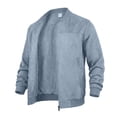 thumbnail image 5 of Mens Bomber Jacket Suede Faux Leather Zip Up Jackets With Pockets Long Sleeve Outerwear Ribbed Stand Collar Varsity Jackets Fall Winter Clothes Travel Business Casual Clothes, 5 of 7