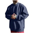 thumbnail image 1 of Chandail Décontracté pour Hommes, Manches Longues Col Rond avec Manches Contrastées, Style Sportif pour Course et Détente Marine TG, 1 of 4