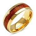 thumbnail image 2 of 100S JEWELRY Mens Wedding Bands Tungsten Rings Koa Wood Inlay 14k Gold Plated Size 6-16 (Tungsten, 14.5), 2 of 6