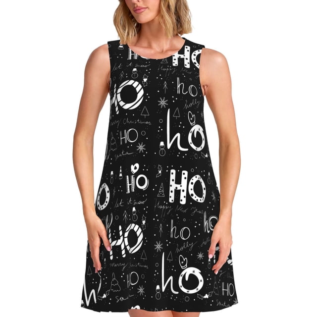 Disketp Ho-Ho-Ho 2 para Vestido sin Mangas para Mujeres, Vestidos de Verano para Mujeres, Casual y Holgado para la Playa