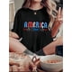 thumbnail image 1 of [1pc Firework Star Print Casual T-Shirt] Women'S Casual Crew Neck Short Sleeve T-Shirt, Polyester Knit Fabric with Medium Stretch, Geometric Pattern, with Firework and Stars Print, for All-Season Com, 1 of 6