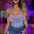 thumbnail image 6 of Byworldtasic Women's Sparkly Strapless Crop Top Glitter Sequin Tube Party Clubwear Top, 6 of 6