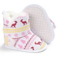 thumbnail image 3 of Christmas Snowflake Print Baby Girls Boys Soft Booties Snow Boots Toddler Warming Shoes, 3 of 8