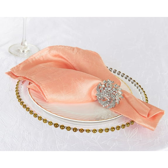 Wedding Linens Inc. (10pcs) 20"x 20" Crushed Crinkle Taffeta Napkins -Apricot / Peach