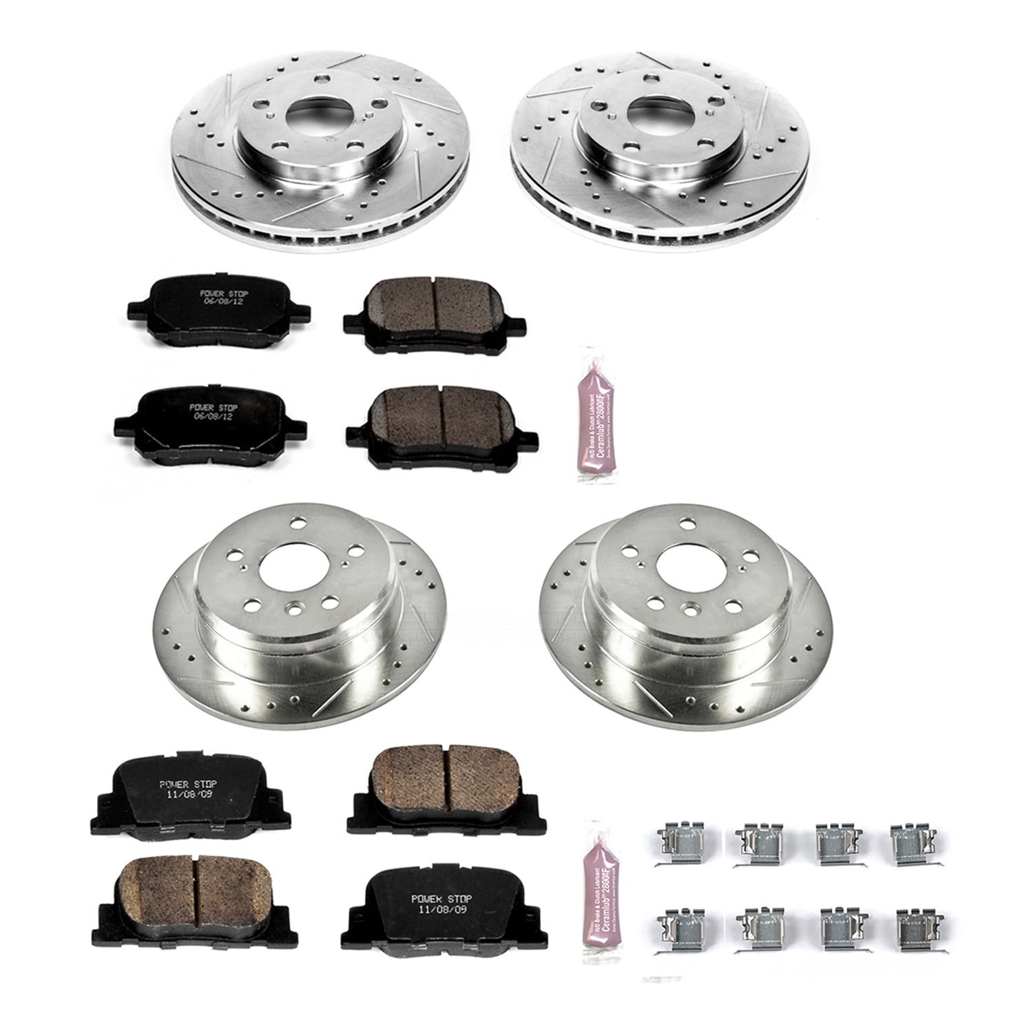 PowerStop Front and Rear Z23 Evolution Sport Carbon-Fiber Ceramic Brake Pad and Drilled & Slotted Rotor Kit Fits: LEXUS TOYOTA Select Models K1061