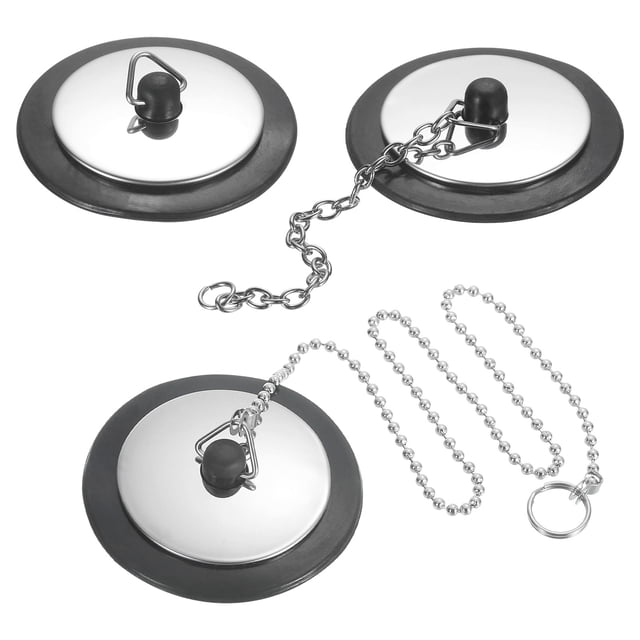 Juego de 1 tapón de desagüe para bañera de 1.69", tapón de fregadero de goma universal, bloqueador plateado
