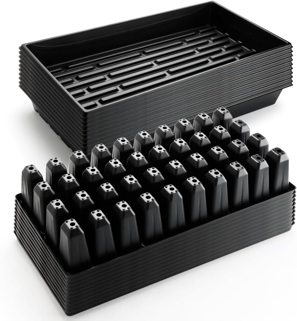 10 Pack 1020 Seed Starter Trays and 10 Pcs 72 Cell Plug Trays, Thick Durable Seedling Plastic Nursery Tray for TD538 1020 Tray Germination (10 Sets)