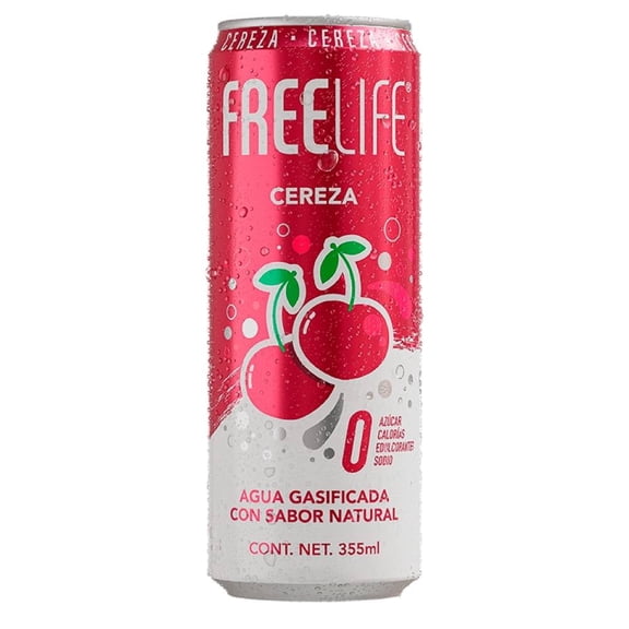 Agua gasificada Freelife Cereza 355 ml