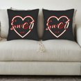 thumbnail image 3 of Set of 2 Decorative Throw Pillow Covers 18x18in - Black with Red Heart & ' Sweet ' Design Perfect for Couch Bed or Car, 3 of 8
