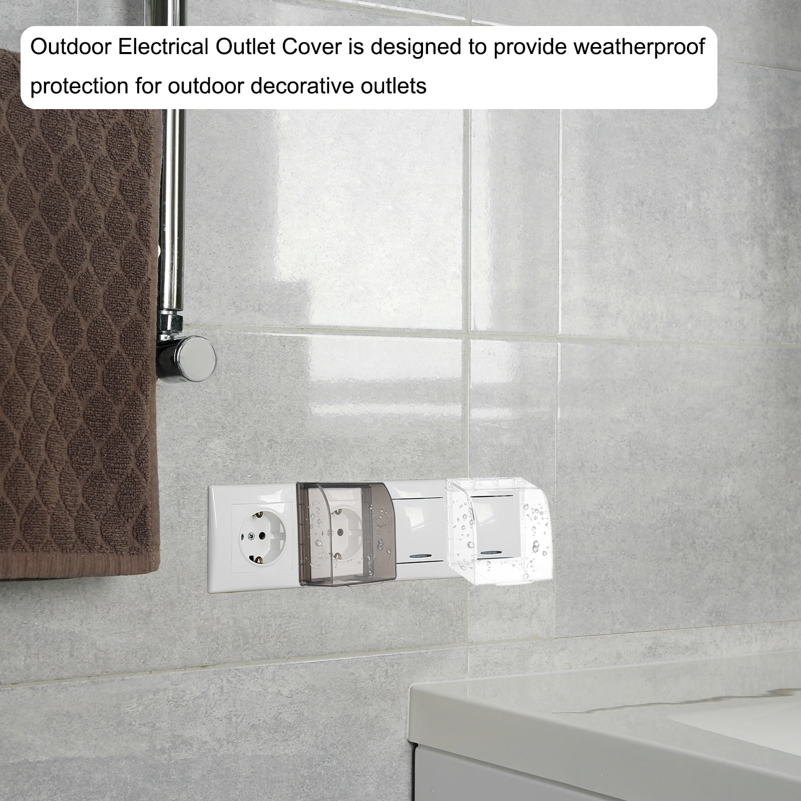Uxcell 2Pcs Waterproof Electrical Outlet Cover 86-Type Protector Universal 1-Gang Wall Socket Protector Receptacle Cover for Bathrooms Outdoor Plug, Transparent Black 4.53 x 4.02 x 2.48in