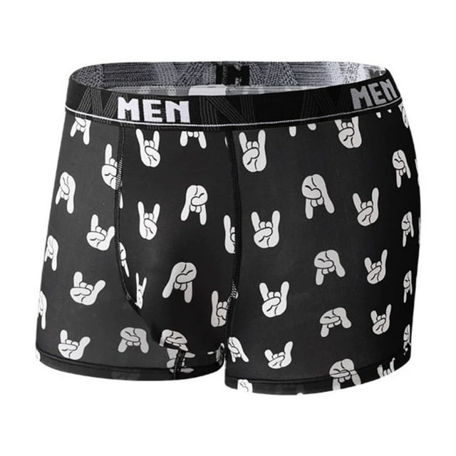 Men's Underwear Boxer Briefs Plus Size Quick Dry Breathable Casual Skin Friendly Print Underwear Black XS