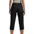thumbnail image 2 of FAHXNVB Women's Cargo Capri Pants Solid Color Elastic Waist Hinking Pants with Pockets Summer Loose Fit Fashion Casual Pants, 2 of 5