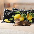 thumbnail image 3 of Summer Lemon Pillow Covers 2 Pack Country Farm Yellow Fruit Leaf Black Buffalo Plaid Pillowcase Waterproof Outdoor Throw Pillow Cover for Patio Balcony Rectangular Cushion 20”x12”, 3 of 9