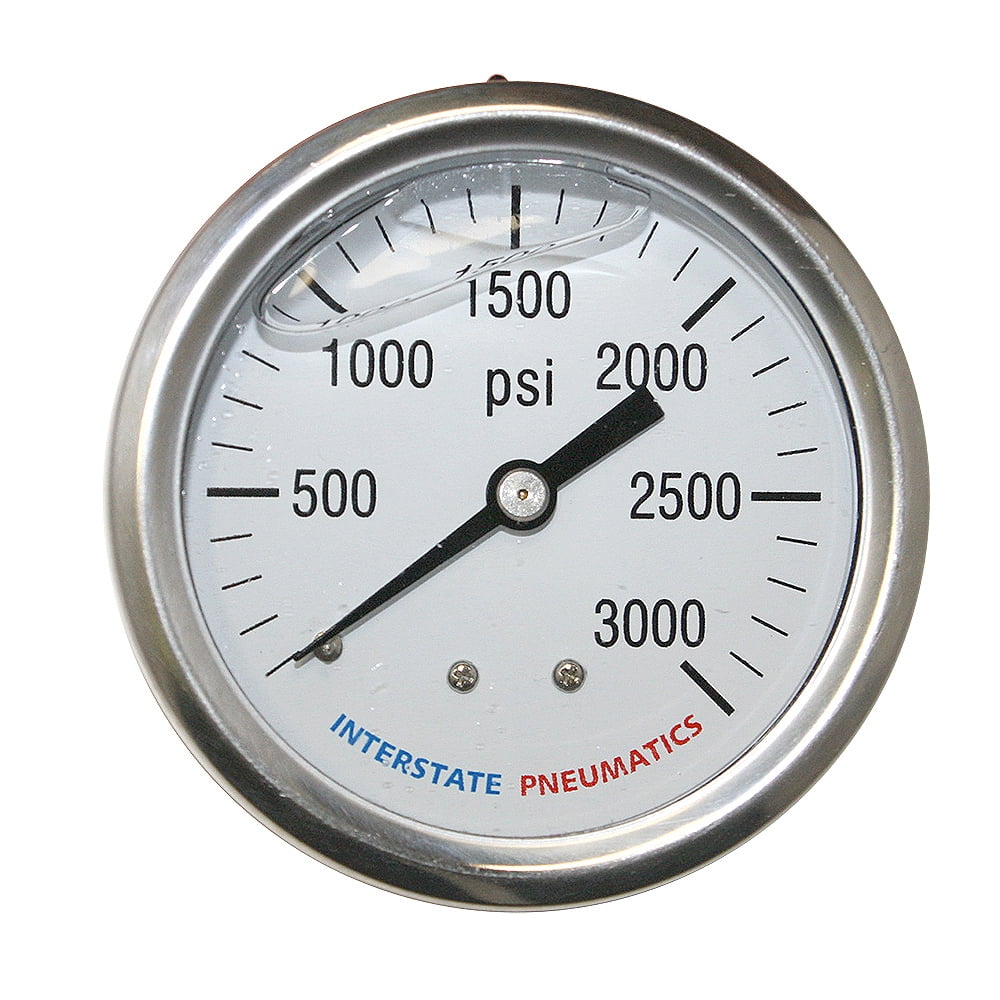 Interstate PneumaticsÂ G71223000Â Oil Filled Pressure Gauge 3000 PSI 2